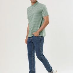 Allegra K Men's Casual Striped Polo Golf Short Sleeves Color Block Polo Shirt