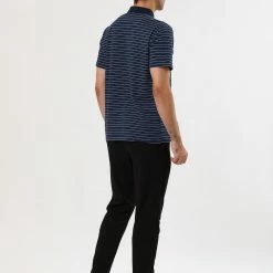 Allegra K Men's Casual Striped Polo Golf Short Sleeves Color Block Polo Shirt