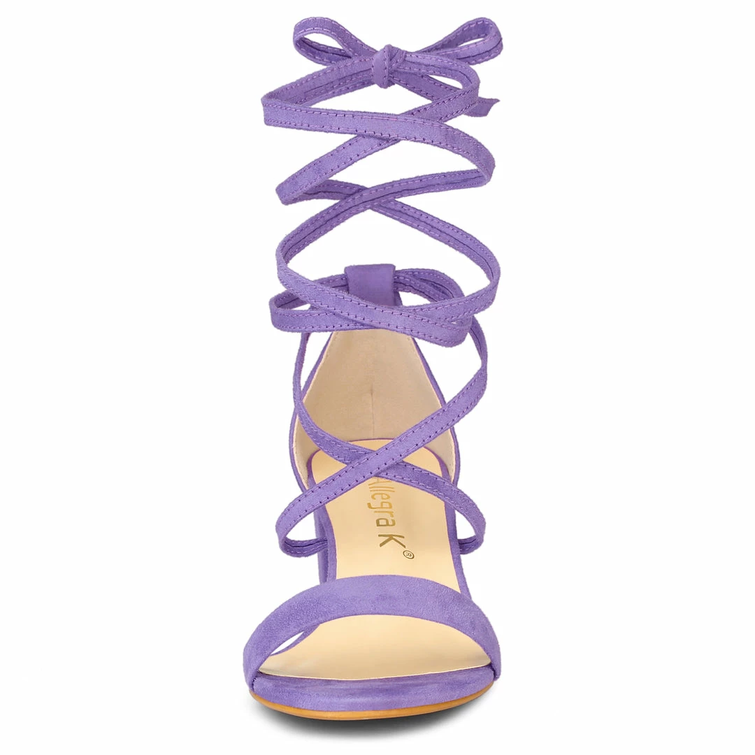 Allegra K Women's Lace Up Mid Chunky Heeled Sandals 17 Allegra K Women's Lace Up Mid Chunky Heeled Sandals