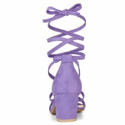 Allegra K Women's Lace Up Mid Chunky Heeled Sandals 54 Allegra K Women's Lace Up Mid Chunky Heeled Sandals