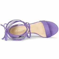 Allegra K Women's Lace Up Mid Chunky Heeled Sandals 55 Allegra K Women's Lace Up Mid Chunky Heeled Sandals