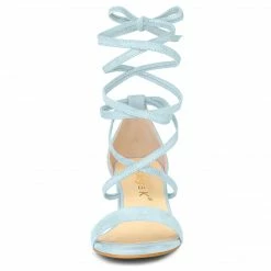 Allegra K Women's Lace Up Mid Chunky Heeled Sandals 65 Allegra K Women's Lace Up Mid Chunky Heeled Sandals