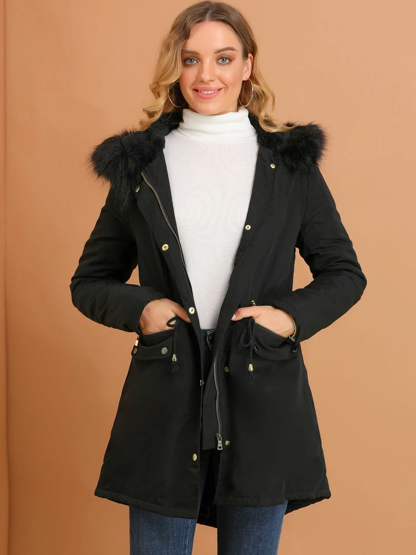 Allegra K Women's Winter Hooded Coat Down Faux Fur Warm Parka Jacket 11 Allegra K Women's Winter Hooded Coat Down Faux Fur Warm Parka Jacket