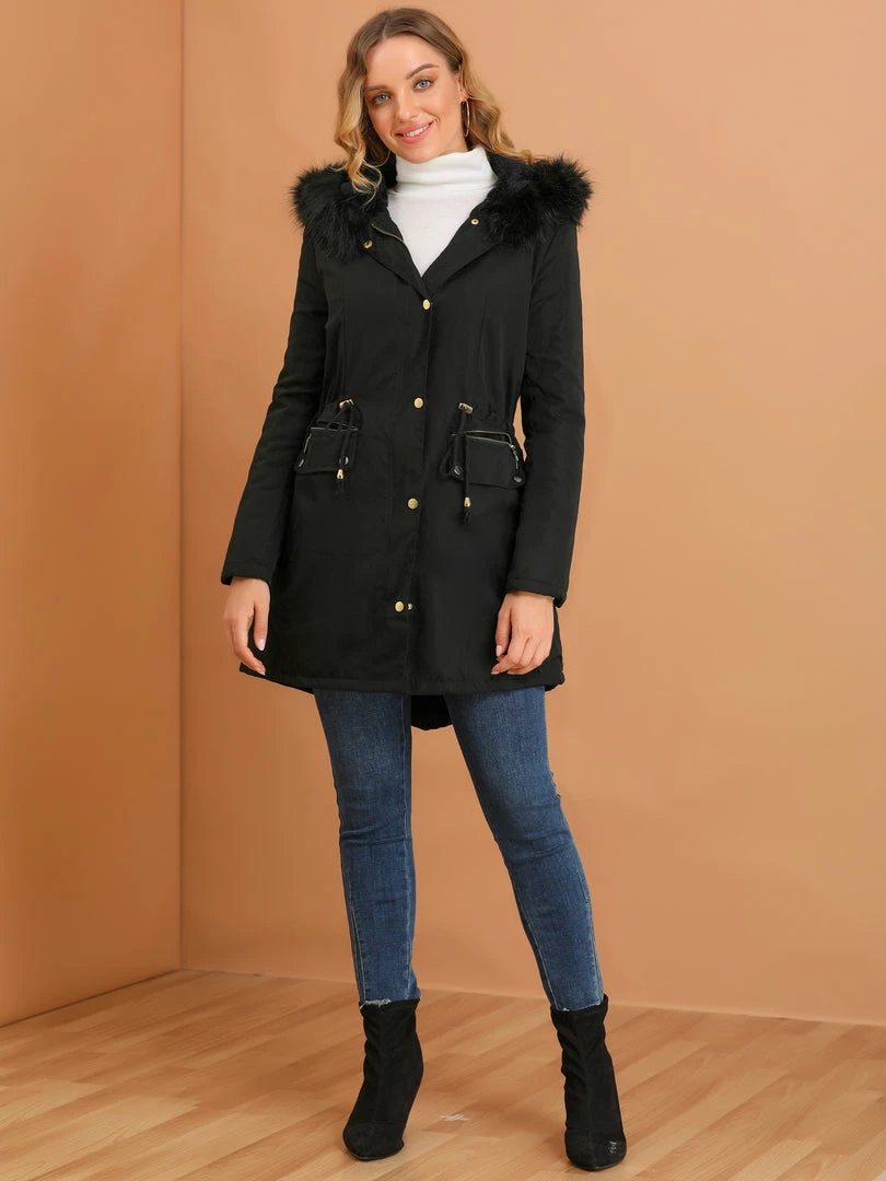 Allegra K Women's Winter Hooded Coat Down Faux Fur Warm Parka Jacket 12 Allegra K Women's Winter Hooded Coat Down Faux Fur Warm Parka Jacket