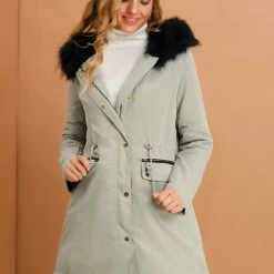 Allegra K Women's Winter Hooded Coat Down Faux Fur Warm Parka Jacket 17 Allegra K Women's Winter Hooded Coat Down Faux Fur Warm Parka Jacket