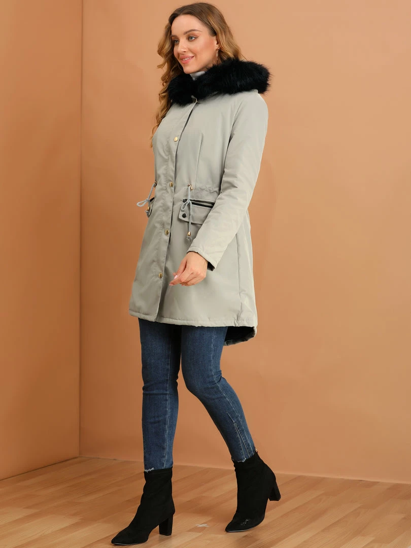 Allegra K Women's Winter Hooded Coat Down Faux Fur Warm Parka Jacket 7 Allegra K Women's Winter Hooded Coat Down Faux Fur Warm Parka Jacket