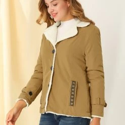Allegra K Women's Winter Warm Jacket Notched Lapel Liner Fuzzy Fleece Sherpa Coats Thicker Outwear With Pockets