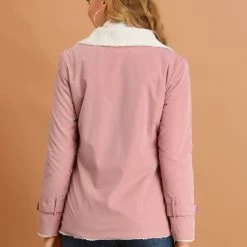 Allegra K Women's Winter Warm Jacket Notched Lapel Liner Fuzzy Fleece Sherpa Coats Thicker Outwear With Pockets