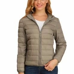 Allegra K Women's Hooded Packable Thickened Short Down Jacket Coat