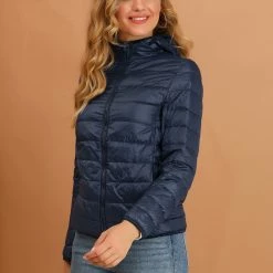 Allegra K Women's Hooded Packable Thickened Short Down Jacket Coat