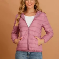 Allegra K Women's Hooded Packable Thickened Short Down Jacket Coat