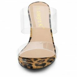 Allegra K Women's Clear Slide Stiletto Heels Clear Sandals