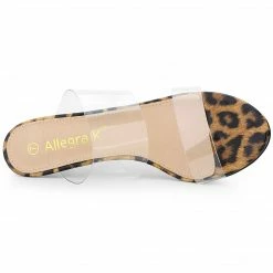Allegra K Women's Clear Slide Stiletto Heels Clear Sandals