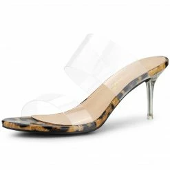 Allegra K Women's Clear Slide Stiletto Heels Clear Sandals