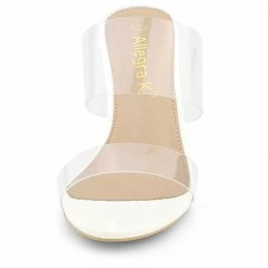 Allegra K Women's Clear Slide Stiletto Heels Clear Sandals