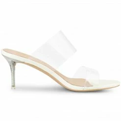 Allegra K Women's Clear Slide Stiletto Heels Clear Sandals