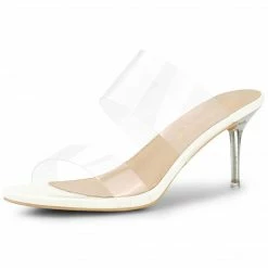 Allegra K Women's Clear Slide Stiletto Heels Clear Sandals