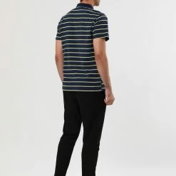 Allegra K Men's Casual Striped Polo Golf Short Sleeves Color Block Polo Shirt