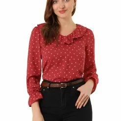 Allegra K Women's Ruffle V Neck Heart Print Valentine's Day Blouse Business Work Top 10 Allegra K Women's Ruffle V Neck Heart Print Valentine's Day Blouse Business Work Top