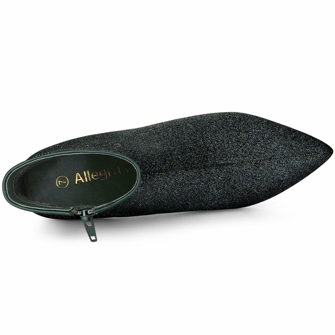 Allegra K Shoes Women's Glitter Pointed Toe Stiletto Heel Ankle Boots 27 Allegra K Shoes Women's Glitter Pointed Toe Stiletto Heel Ankle Boots