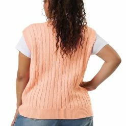 Allegra K Women's Plus Size Sweater Vest V Neck Solid Color Argyle Plaid Preppy Style Sleeveless Knit Vests 92 Allegra K Women's Plus Size Sweater Vest V Neck Solid Color Argyle Plaid Preppy Style Sleeveless Knit Vests