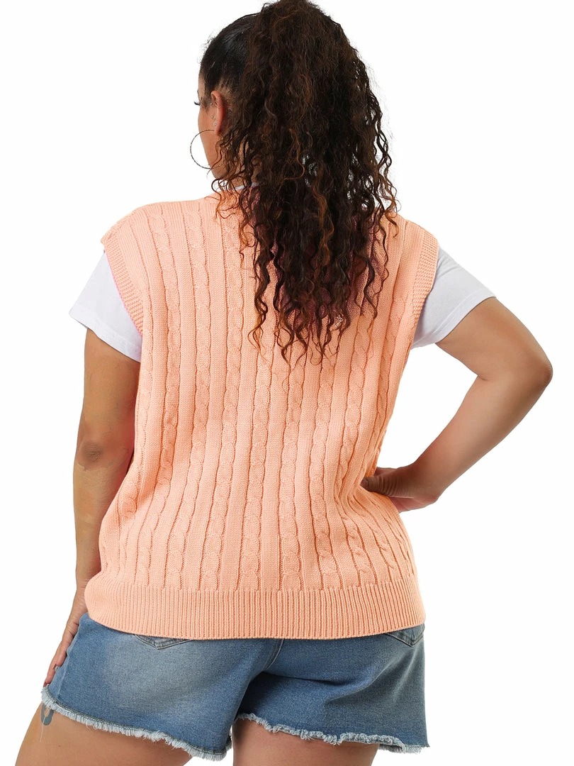 Allegra K Women's Plus Size Sweater Vest V Neck Solid Color Argyle Plaid Preppy Style Sleeveless Knit Vests 38 Allegra K Women's Plus Size Sweater Vest V Neck Solid Color Argyle Plaid Preppy Style Sleeveless Knit Vests