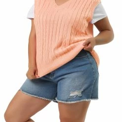 Allegra K Women's Plus Size Sweater Vest V Neck Solid Color Argyle Plaid Preppy Style Sleeveless Knit Vests 88 Allegra K Women's Plus Size Sweater Vest V Neck Solid Color Argyle Plaid Preppy Style Sleeveless Knit Vests