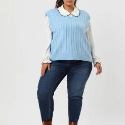 Allegra K Women's Plus Size Sweater Vest V Neck Solid Color Argyle Plaid Preppy Style Sleeveless Knit Vests 72 Allegra K Women's Plus Size Sweater Vest V Neck Solid Color Argyle Plaid Preppy Style Sleeveless Knit Vests