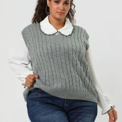 Allegra K Women's Plus Size Sweater Vest V Neck Solid Color Argyle Plaid Preppy Style Sleeveless Knit Vests 67 Allegra K Women's Plus Size Sweater Vest V Neck Solid Color Argyle Plaid Preppy Style Sleeveless Knit Vests