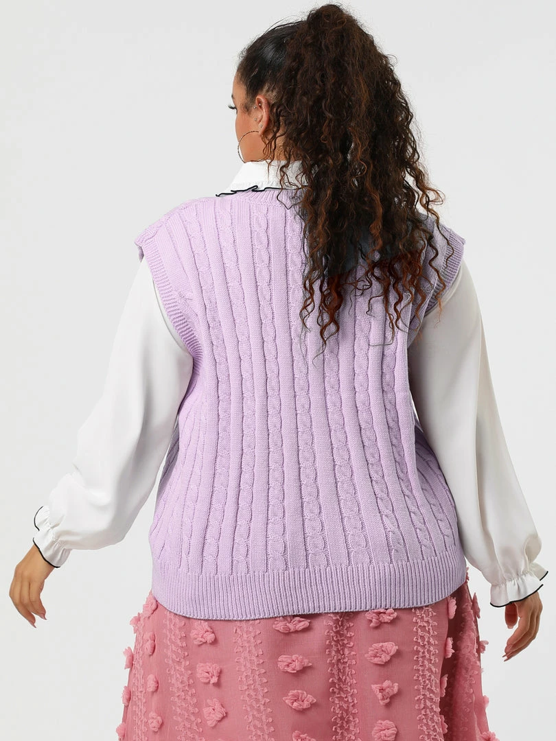 Allegra K Women's Plus Size Sweater Vest V Neck Solid Color Argyle Plaid Preppy Style Sleeveless Knit Vests 8 Allegra K Women's Plus Size Sweater Vest V Neck Solid Color Argyle Plaid Preppy Style Sleeveless Knit Vests