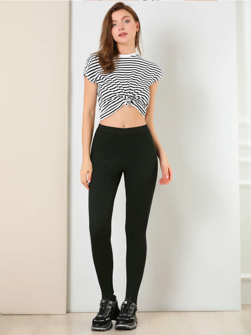 Allegra K Women's Leggings Solid Color Elastic Waistband Stirrup Pants 10 Allegra K Women's Leggings Solid Color Elastic Waistband Stirrup Pants