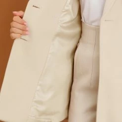 Allegra K Women's Faux Fur Collar Coat Double Breasted Belted Winter Overcoat