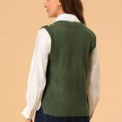 Allegra K Women's Plaid Check Knit Argyle Sweater Sleeveless Vest 32 Allegra K Women's Plaid Check Knit Argyle Sweater Sleeveless Vest