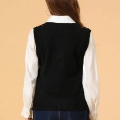 Allegra K Women's Plaid Check Knit Argyle Sweater Sleeveless Vest 38 Allegra K Women's Plaid Check Knit Argyle Sweater Sleeveless Vest