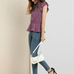 Allegra K Women's Ruffle Flutter Sleeve Pleated Frill Collar Peplum Blouse Top 33 Allegra K Women's Ruffle Flutter Sleeve Pleated Frill Collar Peplum Blouse Top