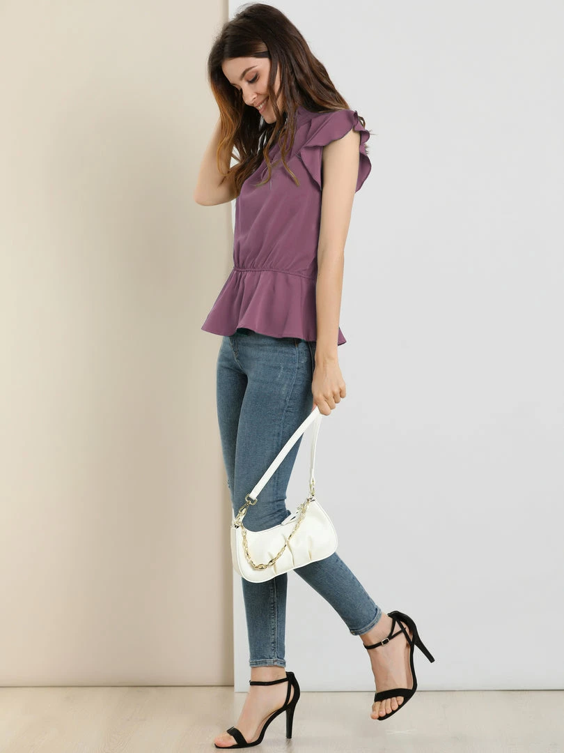 Allegra K Women's Ruffle Flutter Sleeve Pleated Frill Collar Peplum Blouse Top 10 Allegra K Women's Ruffle Flutter Sleeve Pleated Frill Collar Peplum Blouse Top