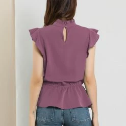 Allegra K Women's Ruffle Flutter Sleeve Pleated Frill Collar Peplum Blouse Top 36 Allegra K Women's Ruffle Flutter Sleeve Pleated Frill Collar Peplum Blouse Top