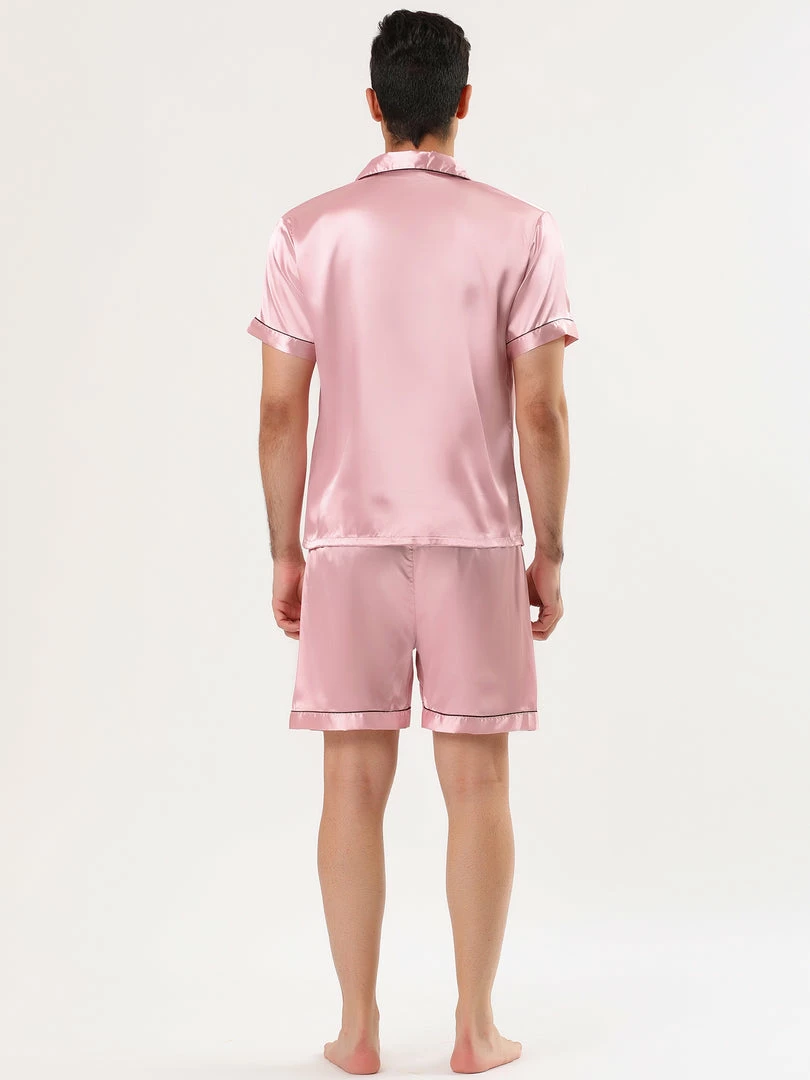 Allegra K Men's Nightwear Short Sleeve Top And Pants Summer Sleepwears Satin Pajama Sets 32 Allegra K Men's Nightwear Short Sleeve Top And Pants Summer Sleepwears Satin Pajama Sets