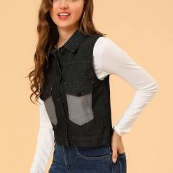 Allegra K Women's Loose Sleeveless Denim Vest Detachable Drawstring Hooded Jean Jackets 11 Allegra K Women's Loose Sleeveless Denim Vest Detachable Drawstring Hooded Jean Jackets