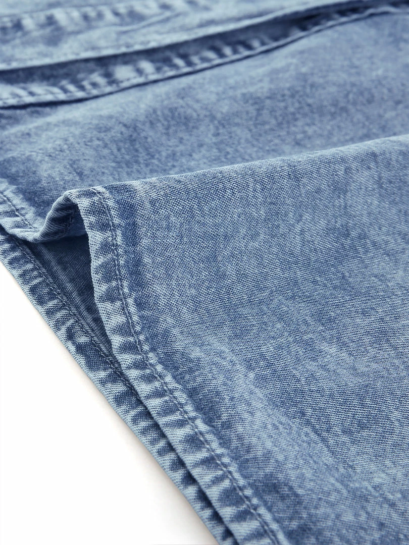 Allegra K Women's Button Down Long Bell Sleeve A-Line Chambray Denim Shirt Dress 9 Allegra K Women's Button Down Long Bell Sleeve A-Line Chambray Denim Shirt Dress