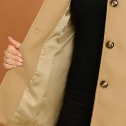 Allegra K Women's Peter Pan Collar Single Breasted Overcoat Coat