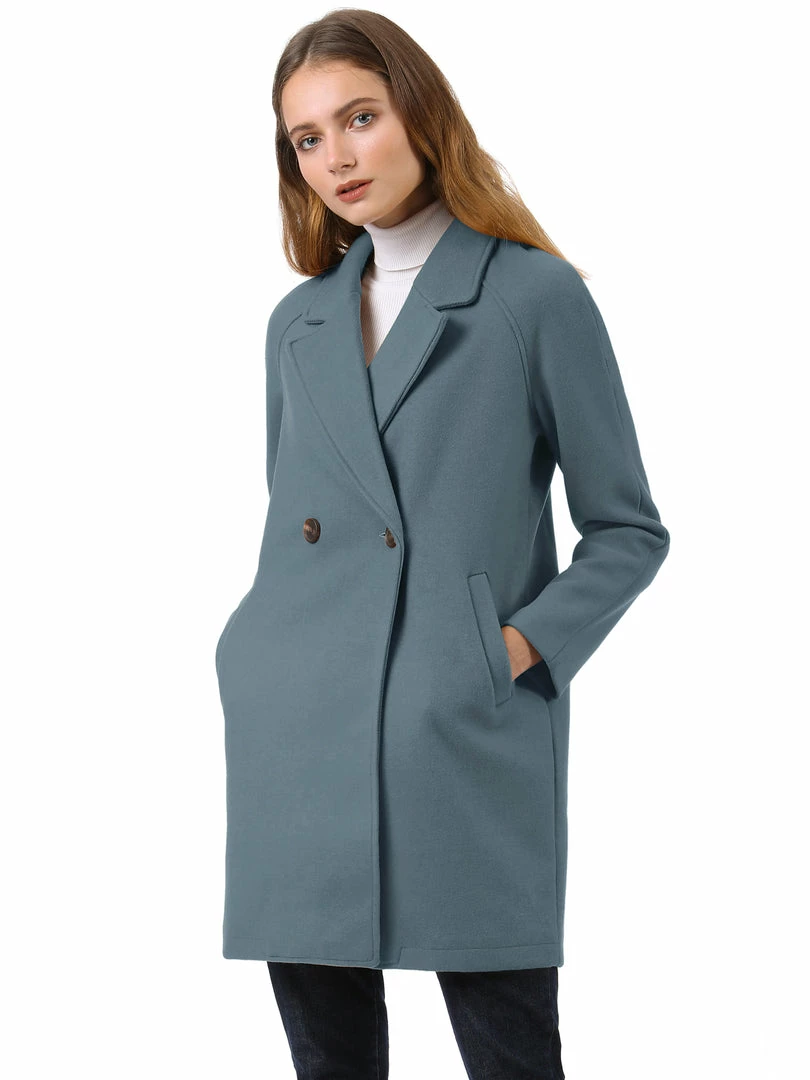 Allegra K Double Breasted Notched Lapel Coat With Raglan Sleeves 80 Allegra K Double Breasted Notched Lapel Coat With Raglan Sleeves