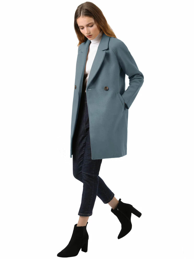Allegra K Double Breasted Notched Lapel Coat With Raglan Sleeves 81 Allegra K Double Breasted Notched Lapel Coat With Raglan Sleeves