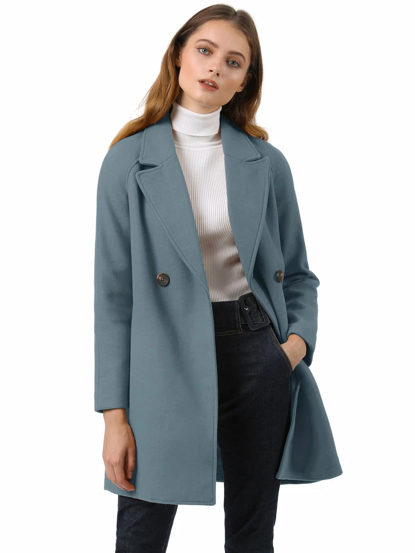 Allegra K Double Breasted Notched Lapel Coat With Raglan Sleeves 82 Allegra K Double Breasted Notched Lapel Coat With Raglan Sleeves