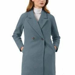 Allegra K Double Breasted Notched Lapel Coat With Raglan Sleeves 160 Allegra K Double Breasted Notched Lapel Coat With Raglan Sleeves