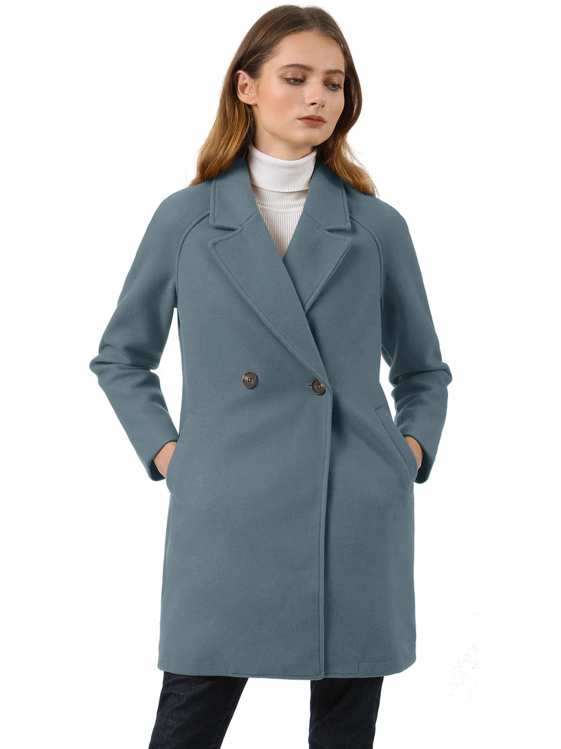 Allegra K Double Breasted Notched Lapel Coat With Raglan Sleeves 79 Allegra K Double Breasted Notched Lapel Coat With Raglan Sleeves