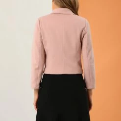 Allegra K Women's Elegant Single Breasted Point Collar Short Coat With Pockets 14 Allegra K Women's Elegant Single Breasted Point Collar Short Coat With Pockets