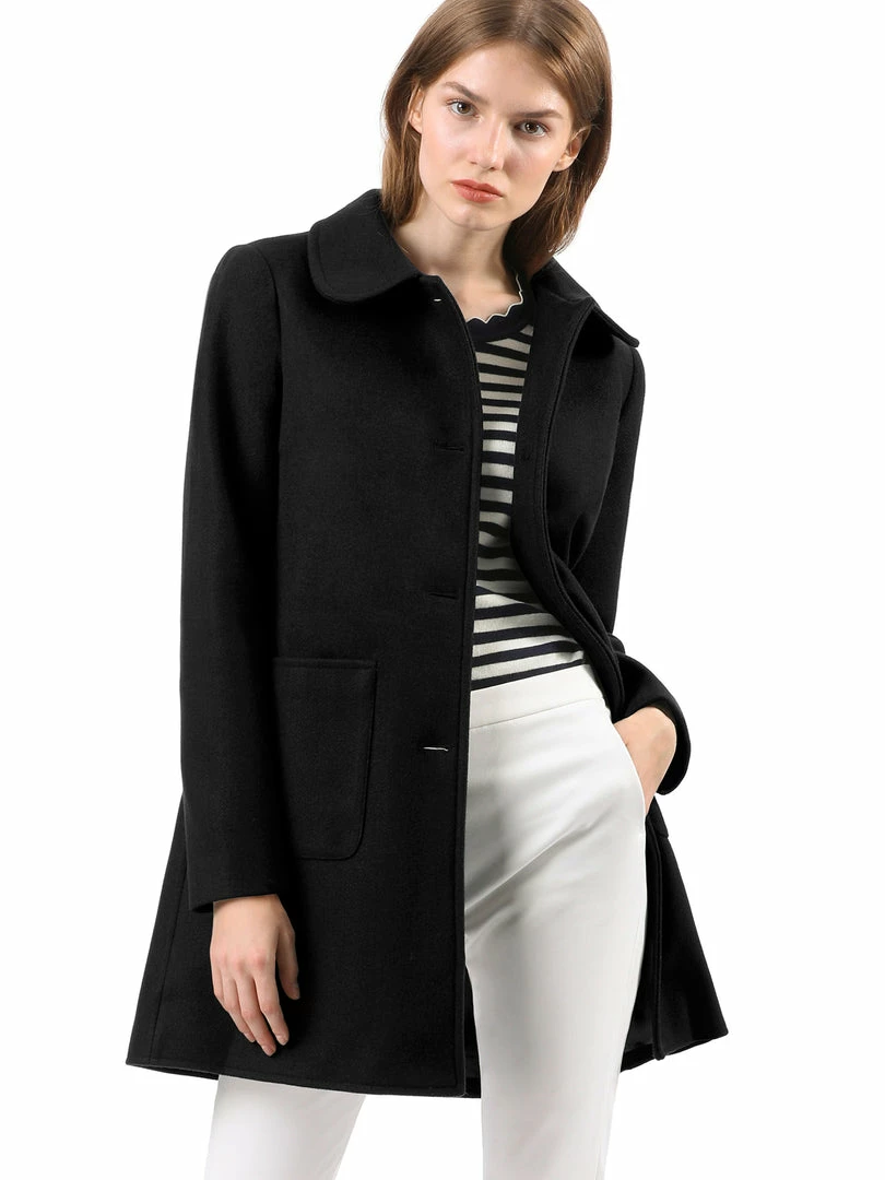 Allegra K Rounded Collar Single Breasted Coat With Front Pockets 23 Allegra K Rounded Collar Single Breasted Coat With Front Pockets