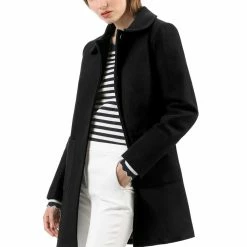 Allegra K Rounded Collar Single Breasted Coat With Front Pockets 48 Allegra K Rounded Collar Single Breasted Coat With Front Pockets