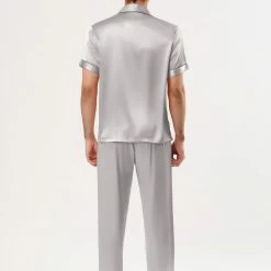 Allegra K Men's Satin Sleepwear Short Sleeves Button Down Top And Pants Lounge Pajama Sets 52 Allegra K Men's Satin Sleepwear Short Sleeves Button Down Top And Pants Lounge Pajama Sets